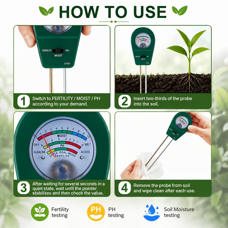 SoilSense 3-in-1 Plant Moisture & pH Meter